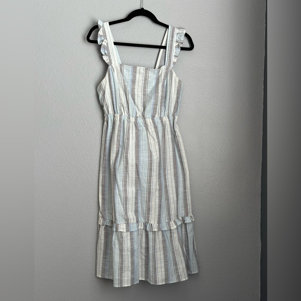 Women's Madison Grey Blue Grey Ruffle Open Back Bohemian sz Medium